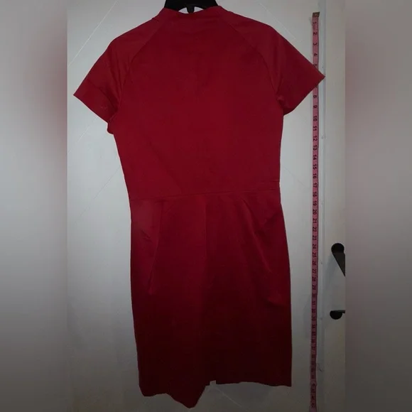 Lafayette 148 New York full Zip Front Midi Sheath Dress Ruby Red US 6 NWT $498